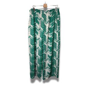Green Pattern Wide Leg Pants